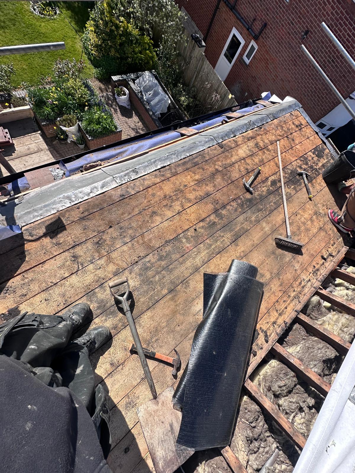 Stripped flat roof before waterproofing
